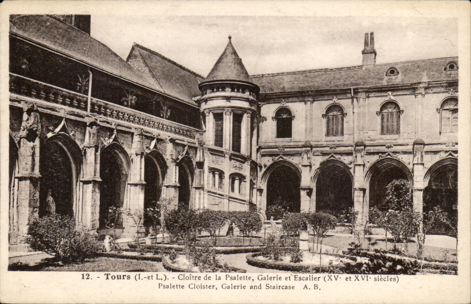 CPA Tours Cloitre de la Psalette Galerie et escalier