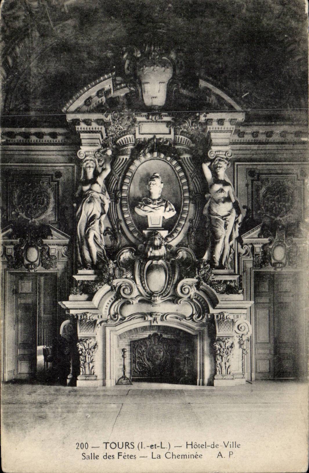 CPA Tours Hotel de ville Salle des fetes La cheminee