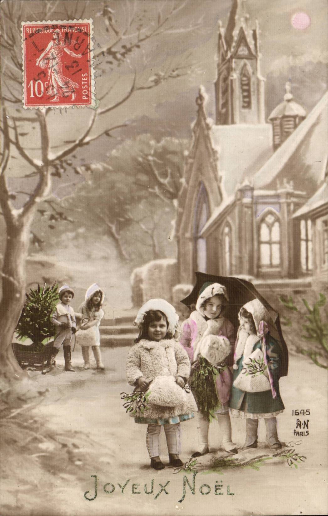 Schnee der CPA Phantasie-Kind-frohen Weihnacht-(Weihnachten) schneit