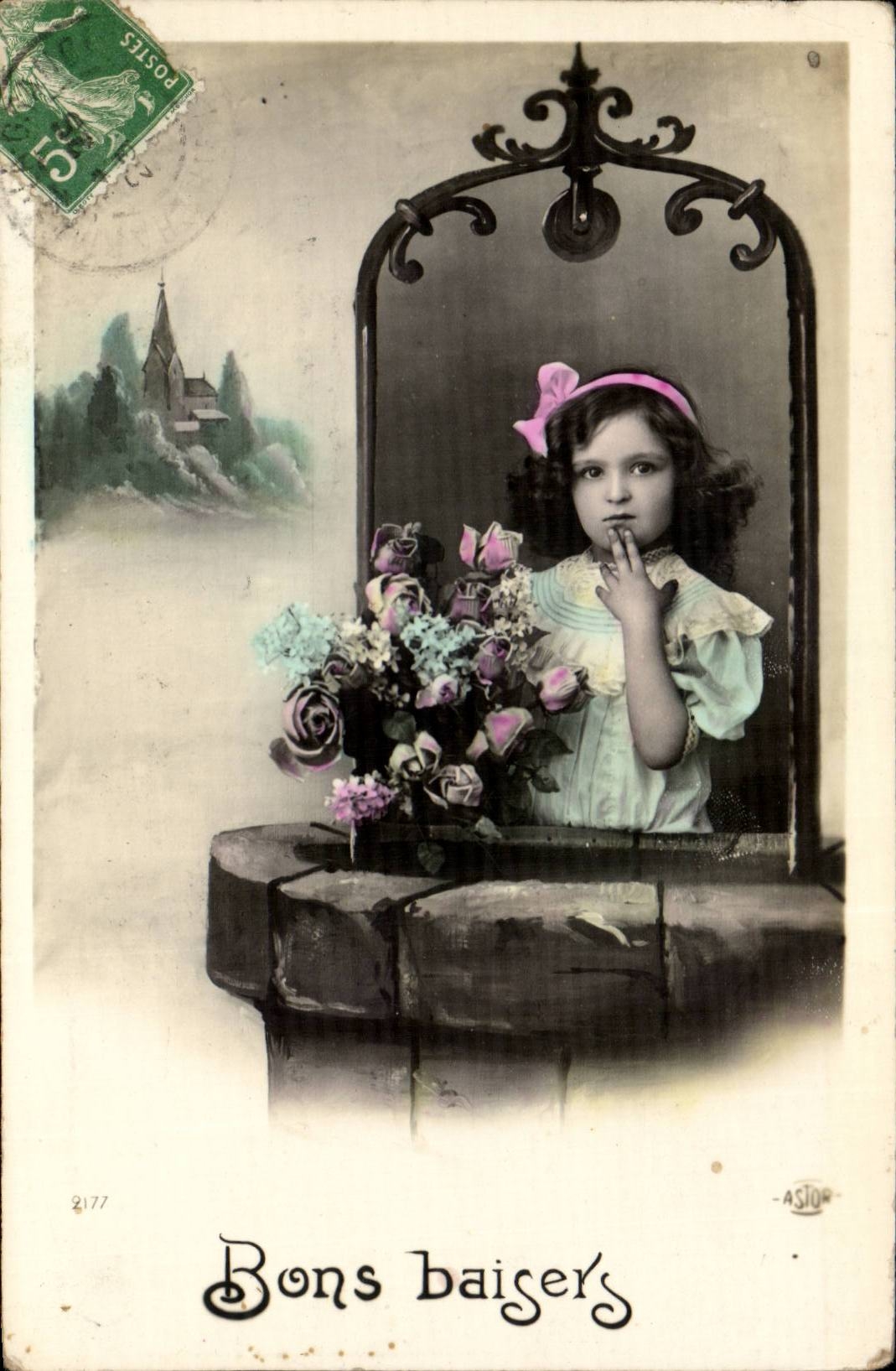 Gutes Kind Kusse des CPA Phantasie-Kindes