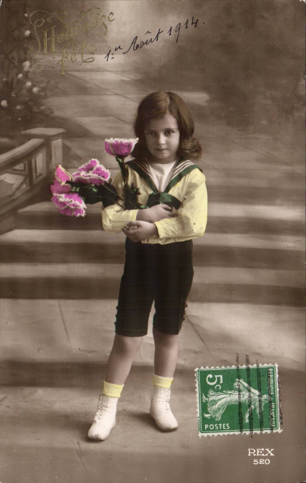 CPA Phantasie-gluckliches Kind feiert