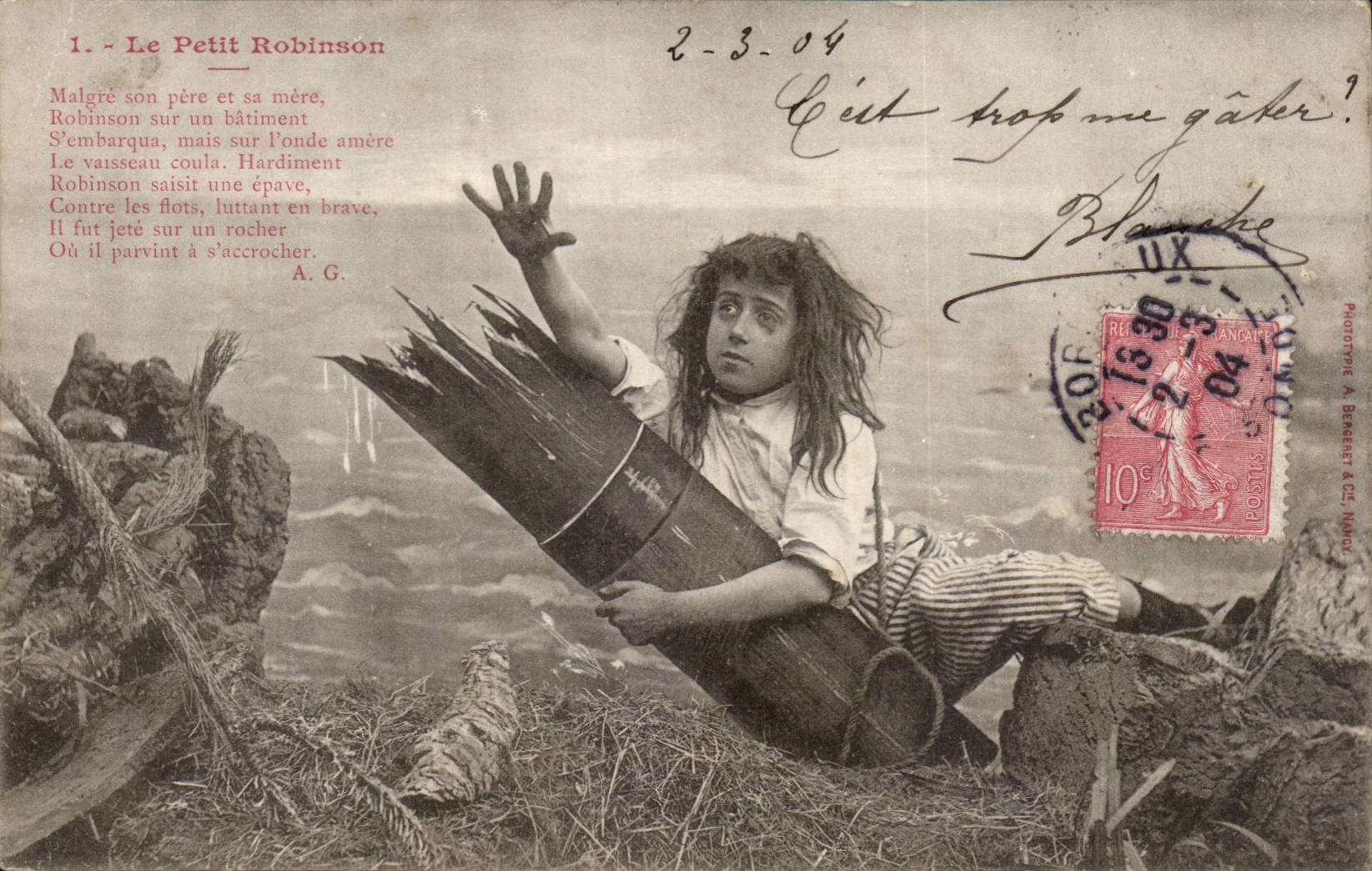 CPA Phantasie-Kind kleiner Robinson