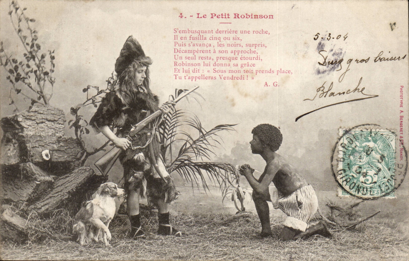 CPA Phantasie-Kind kleiner Robinson