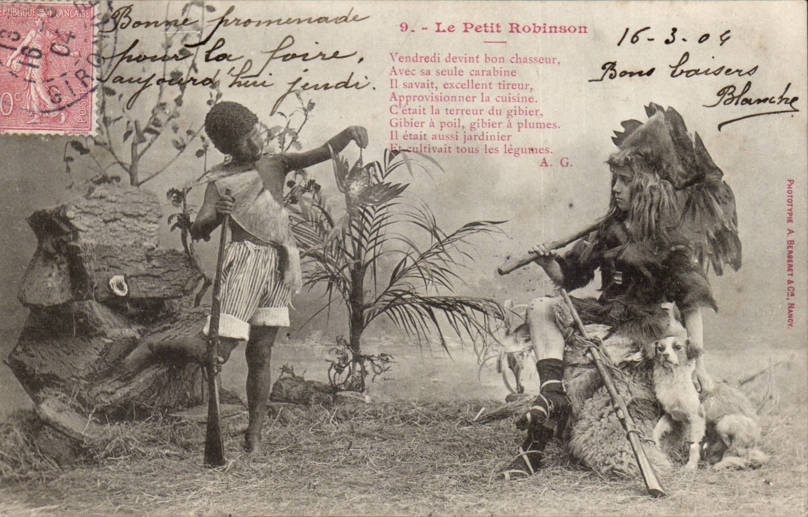 CPA Phantasie-Kind kleiner Robinson