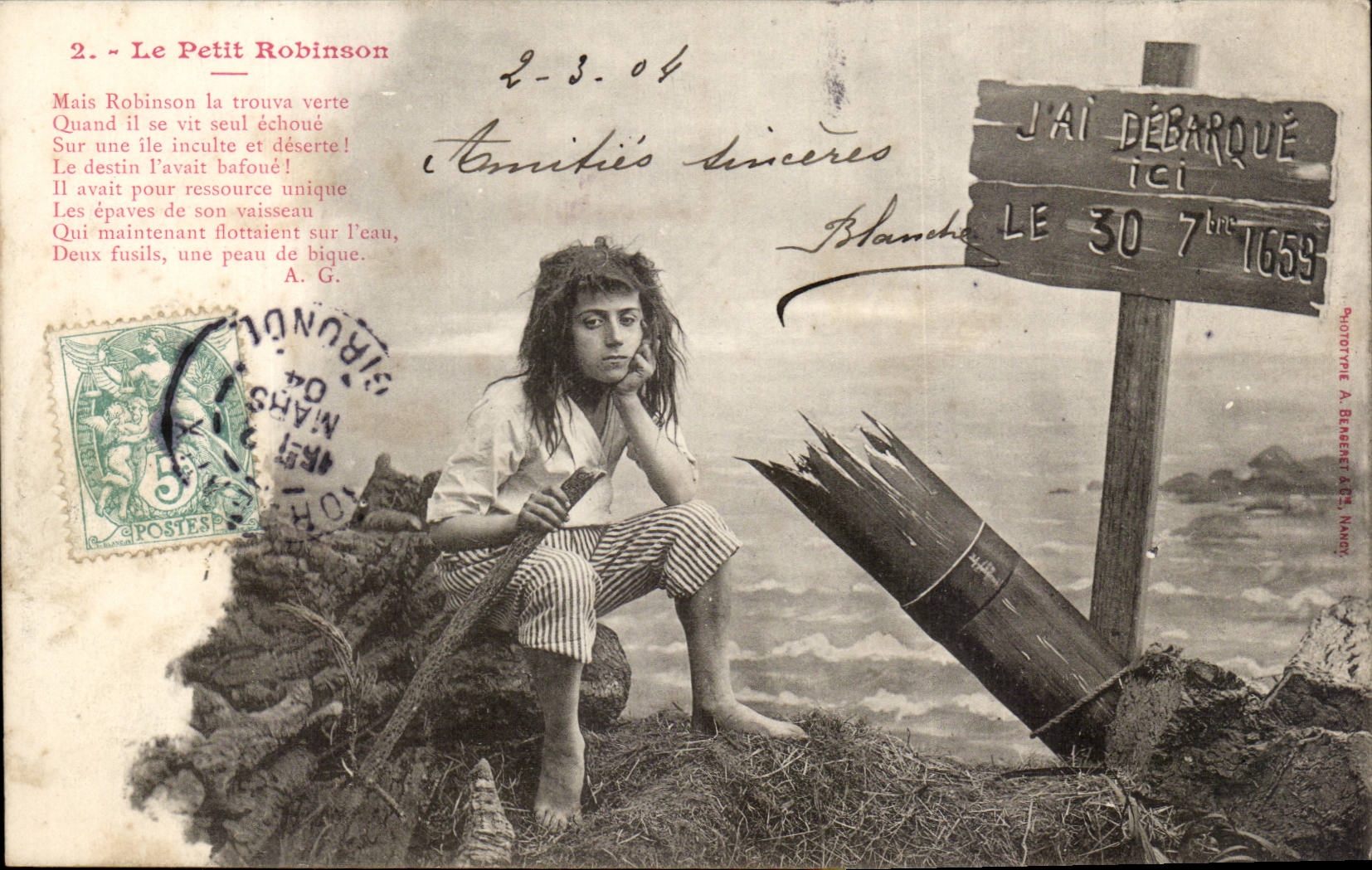 CPA Phantasie-Kind kleiner Robinson