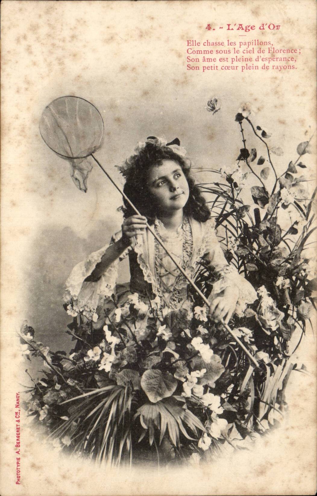 CPA Phantasie-Kind das alte des Goldes (chazsse zum Schmetterlingsschmetterling)