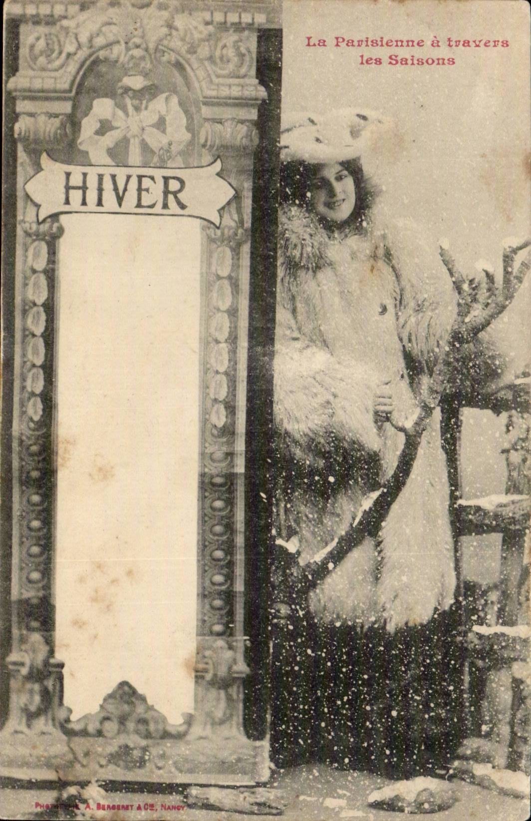 CPA Fantasy Woman the Parisian one through the seasons Winter