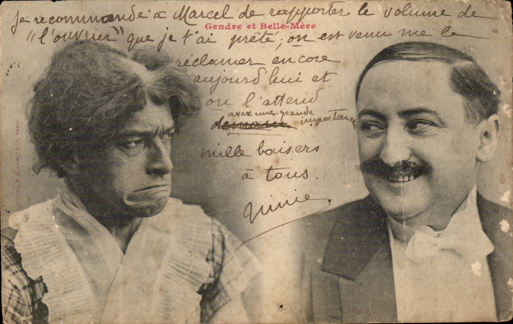 CPA FAntaisie Gendre et belle mere