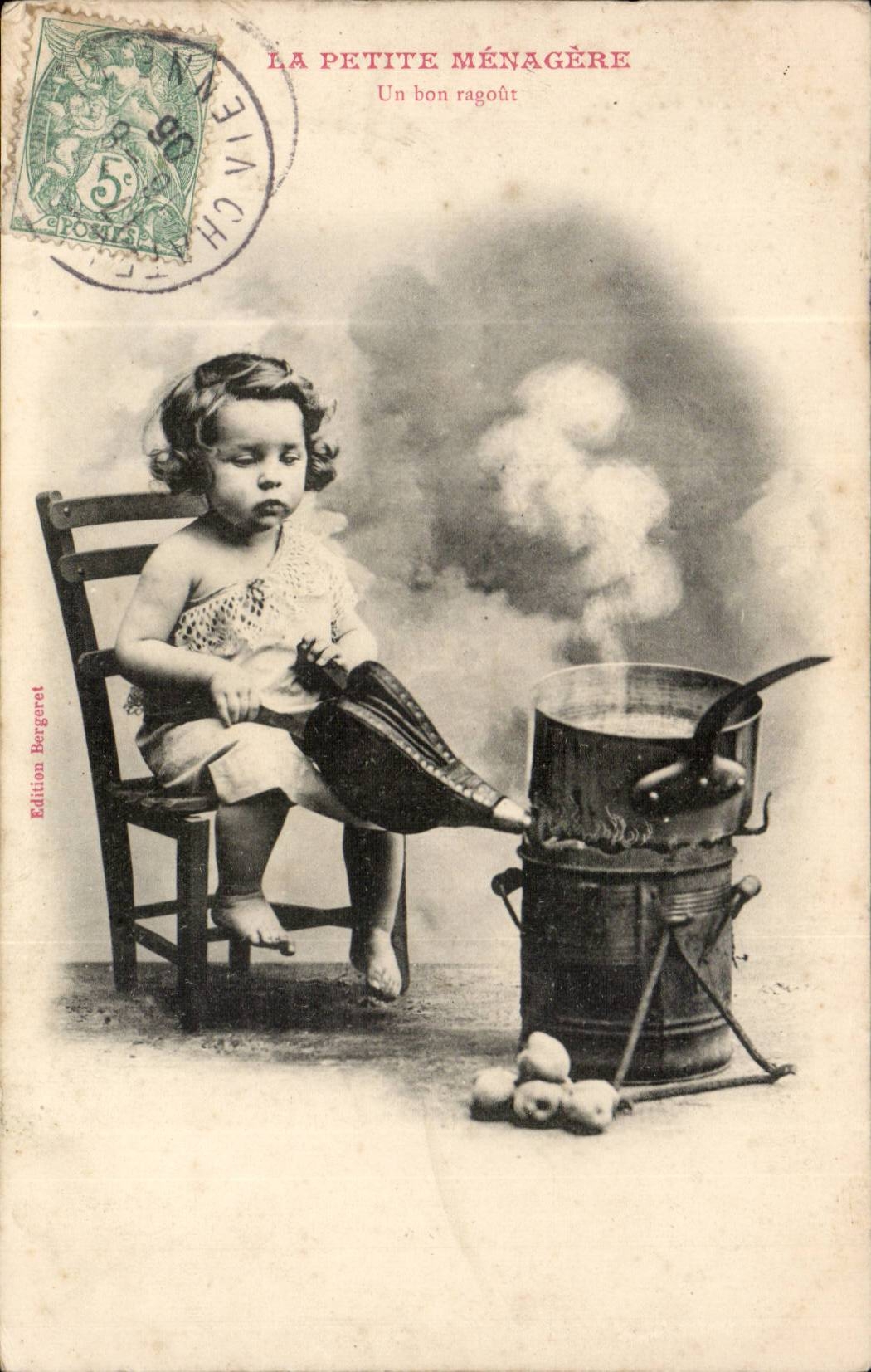 CPA Phantasie-Kind der kleine Hausfrau gute Ragout