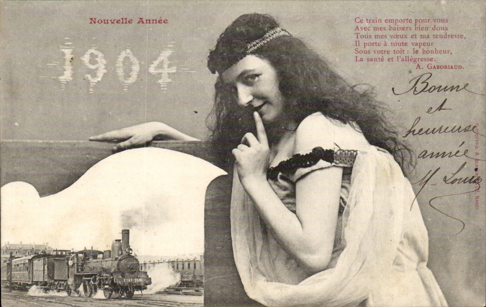 CPA Fantasy Woman New year 1904 (train)