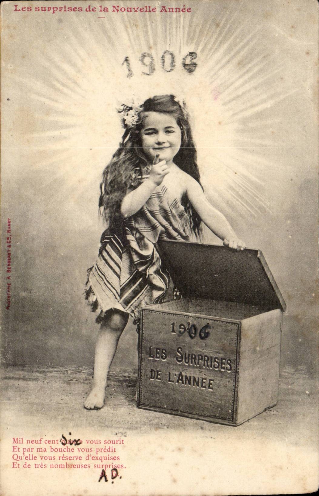 CPA Phantasieuberraschungen des neuen Jahres (Kind) 1906