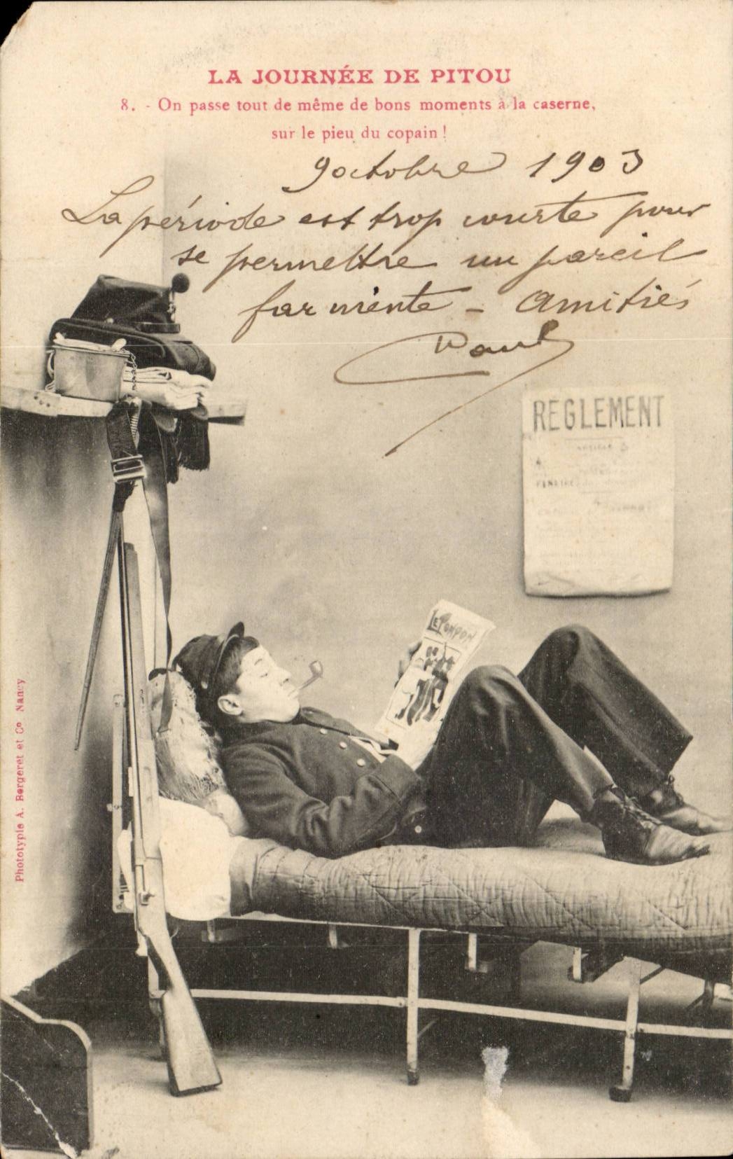 CPA Fantasy the day of Pitou (militaria soldier)