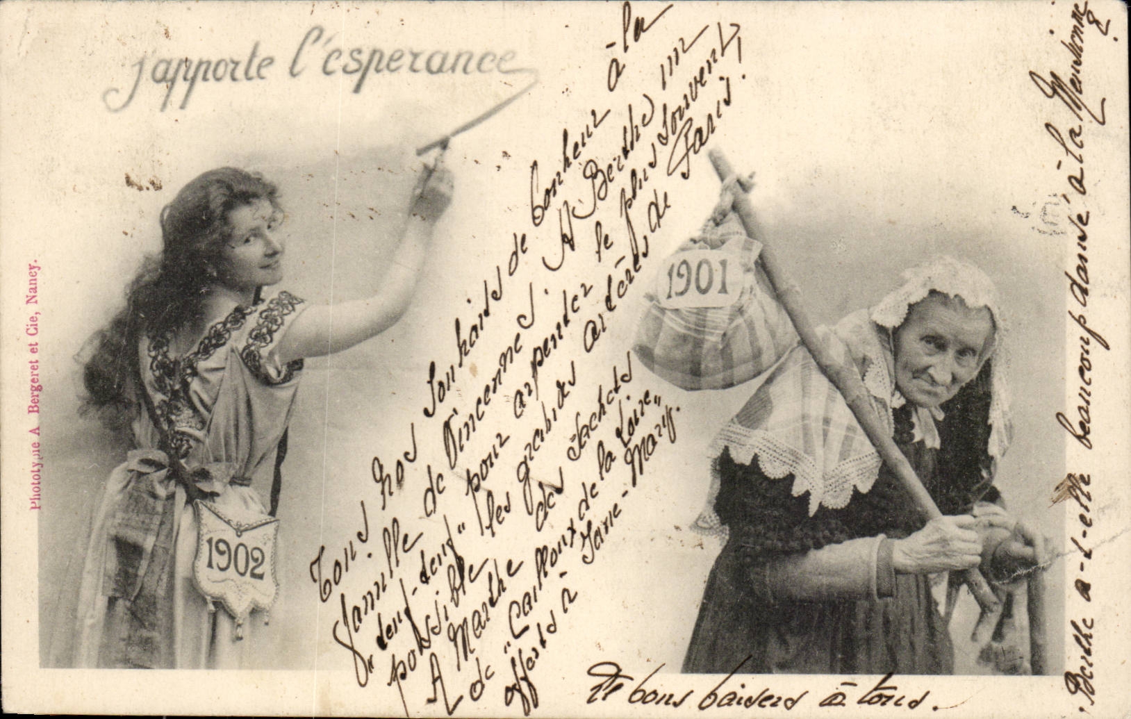 CPA Fantaisie Femme J'apporte l'esperance 1902 1901