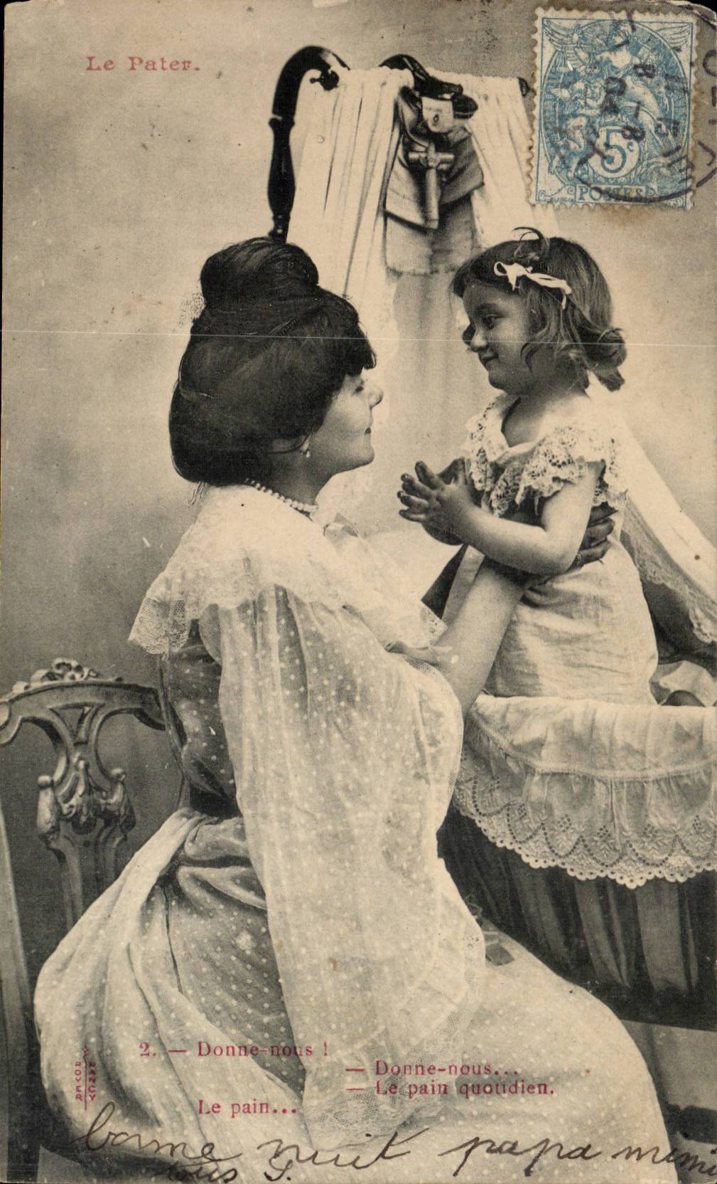 CPA Phantasiefrau und -kind der Pater (Gebet)