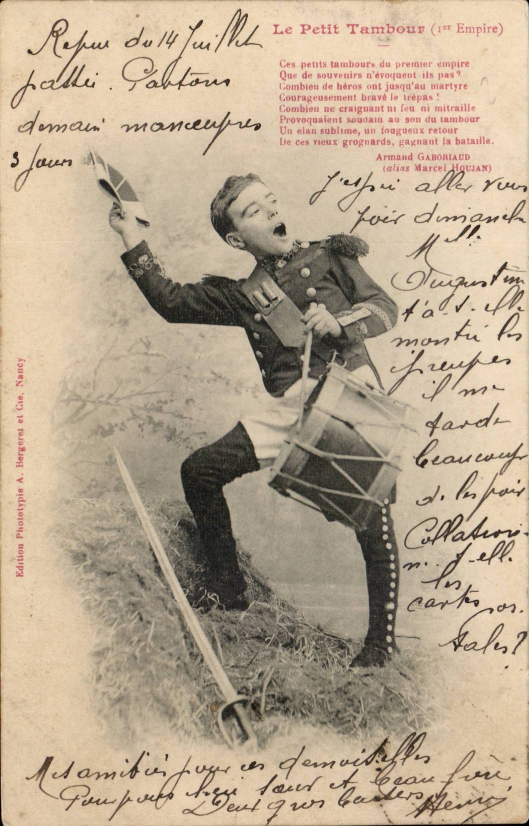 CPA Phantasie-Kind die kleine Trommel