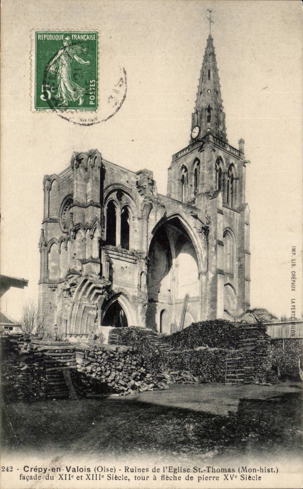 Crepy in Valois CPA Ruins of the church St Thomas