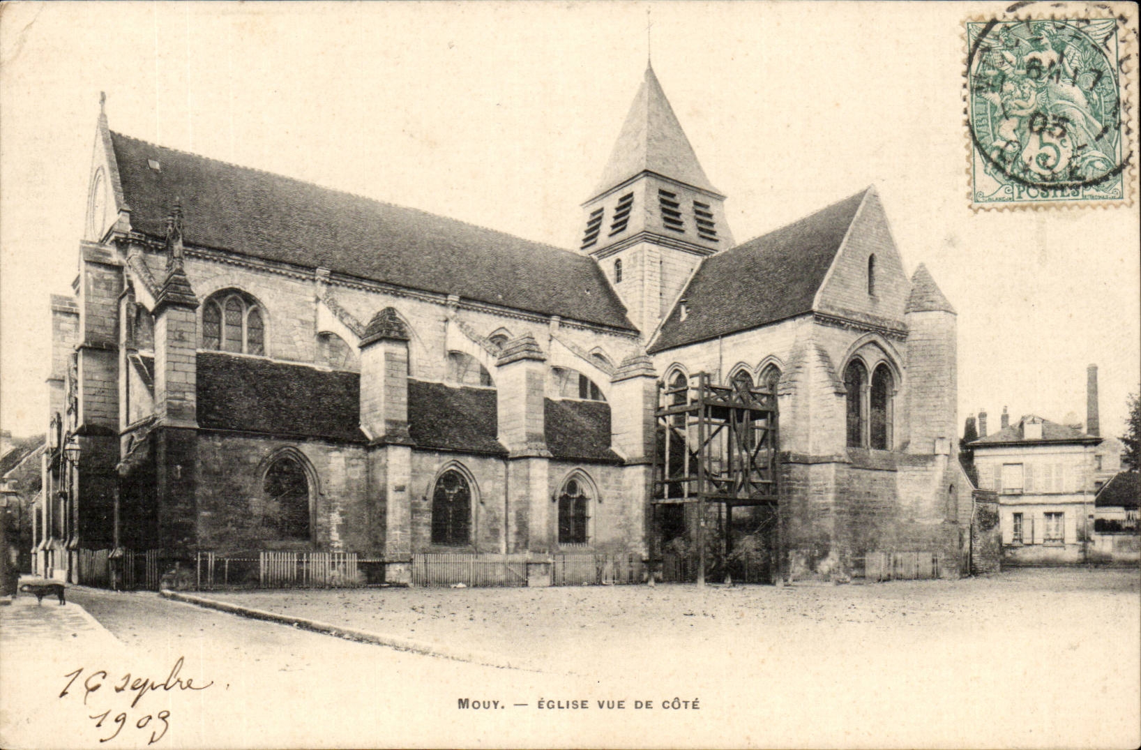 Mouy CPA Kirche gesehen vom Mass