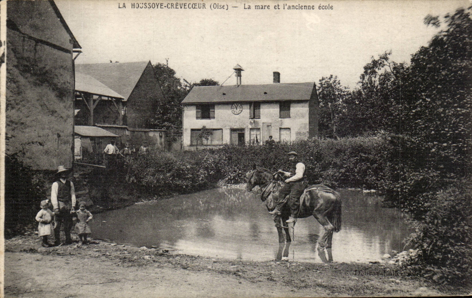 Houssoye Crevecoeur CPA der Teich und die alte Schule TOP