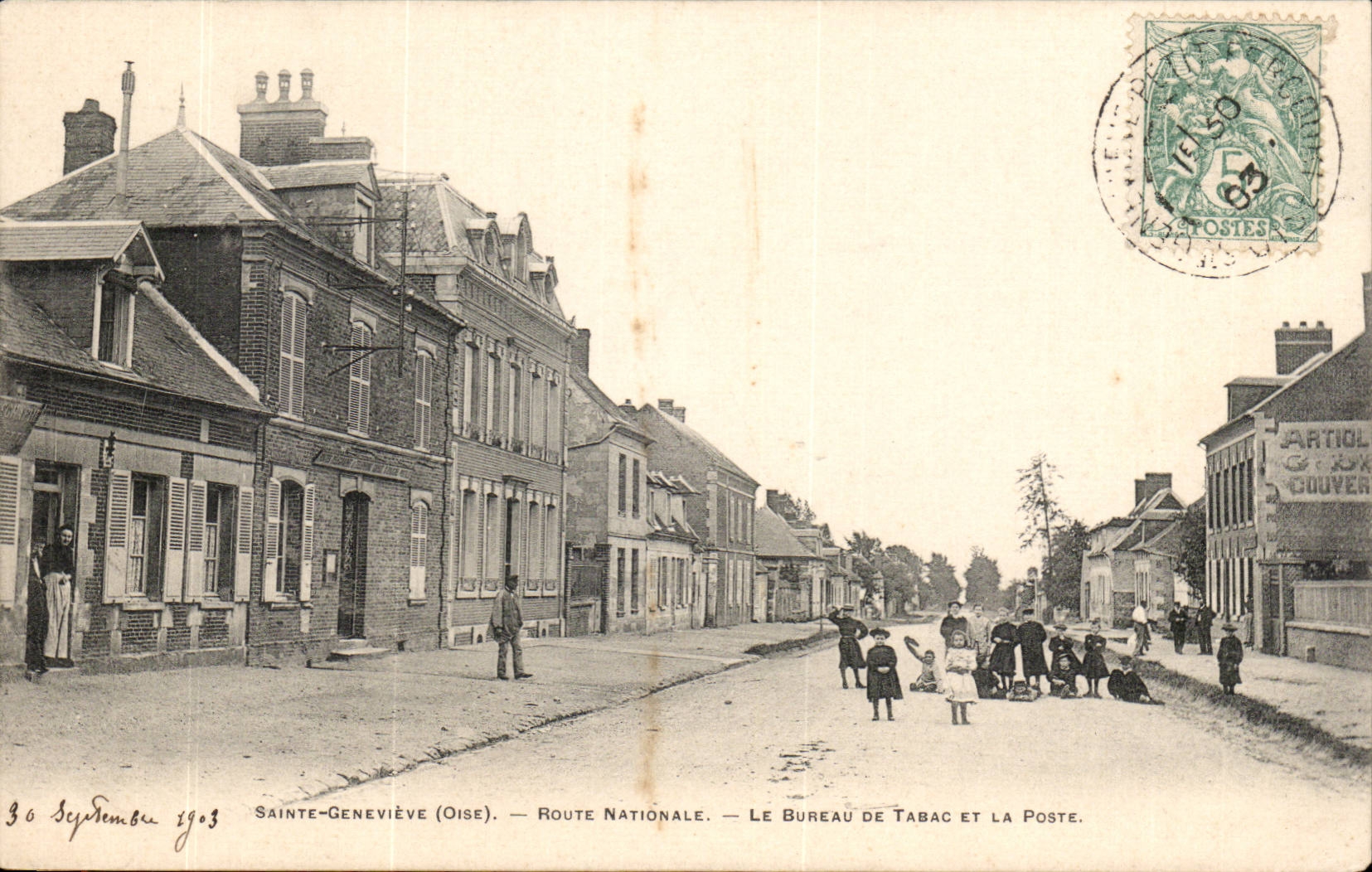 Sainte Geschaft des Genevieve CPA Hauptverkehsstrasse das Tabakwarenhandlers und die Post