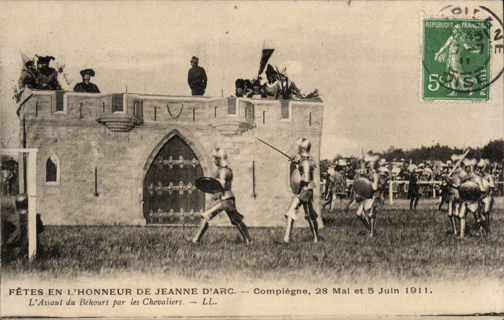 Compiegne CPA feiert von Jeanne Bogen des Juni 1911 den Angriff von Behourt durch die Ritter