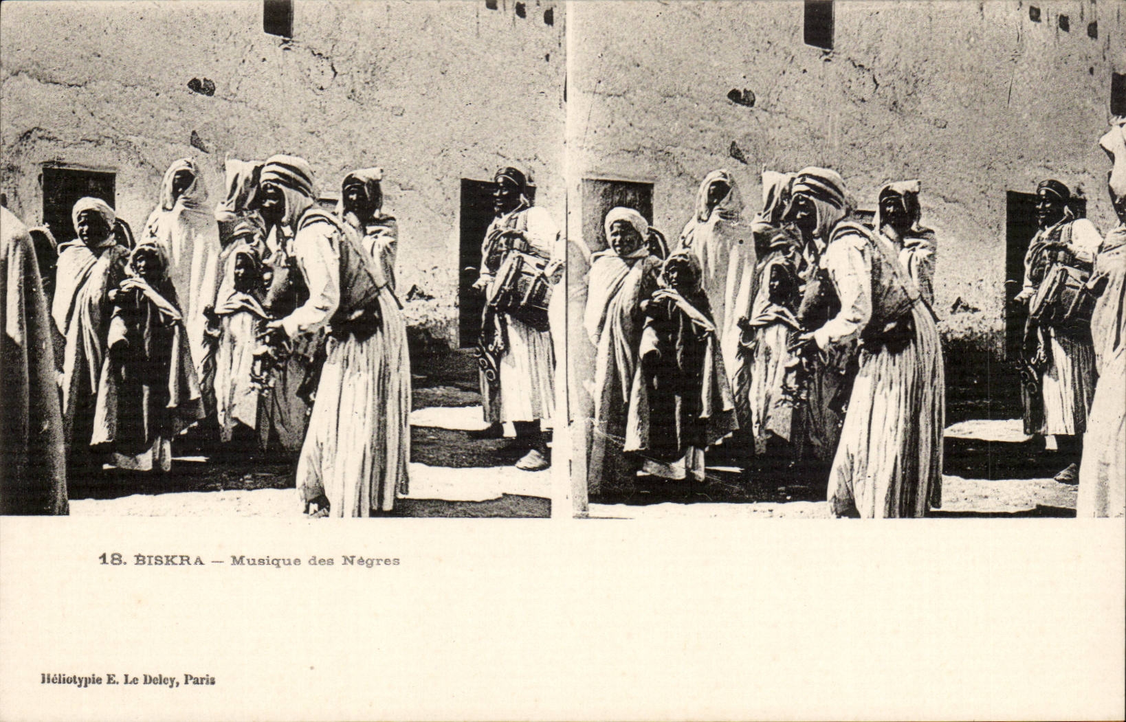 Stereoscopic sights Algeria Biskra CPA Good Chkiona Music of the negros