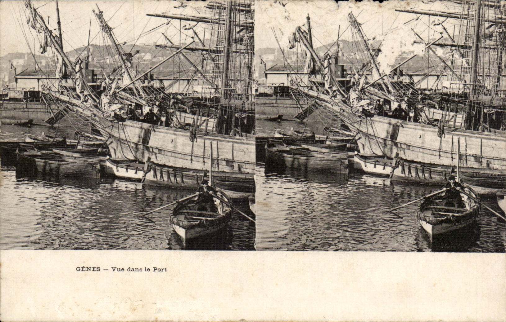 Stereoskopischer Anblick Italien Italien Genua CPA gesehen in den Hafen