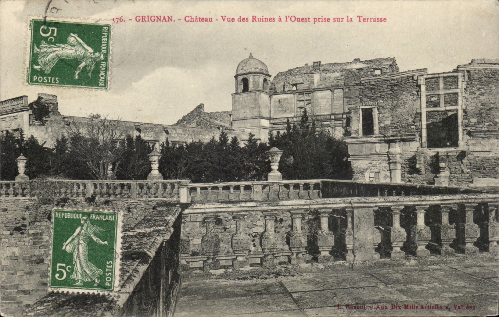 Grignan CPA Schloss gesehen von den Ruinen im Westen genommen auf der Terrasse