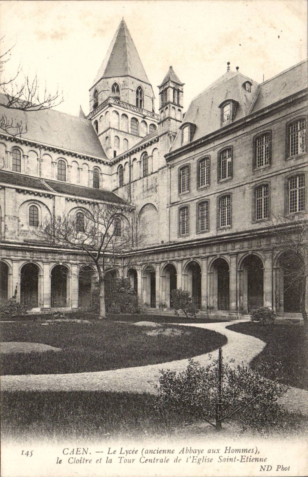 Caen CPA die Hochschule (alte Abtei mit den Mannern) das clootre und der zentrale Aufsatz der Kirche Saint-Etienne