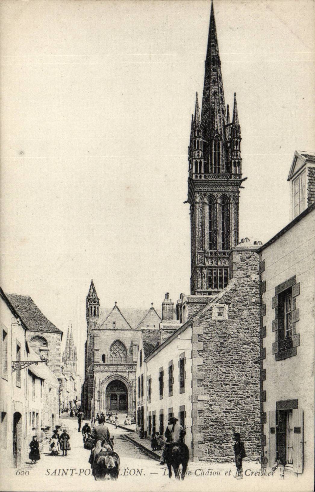 Saint pol of Leon CPA the street Cadiou and Cresiker