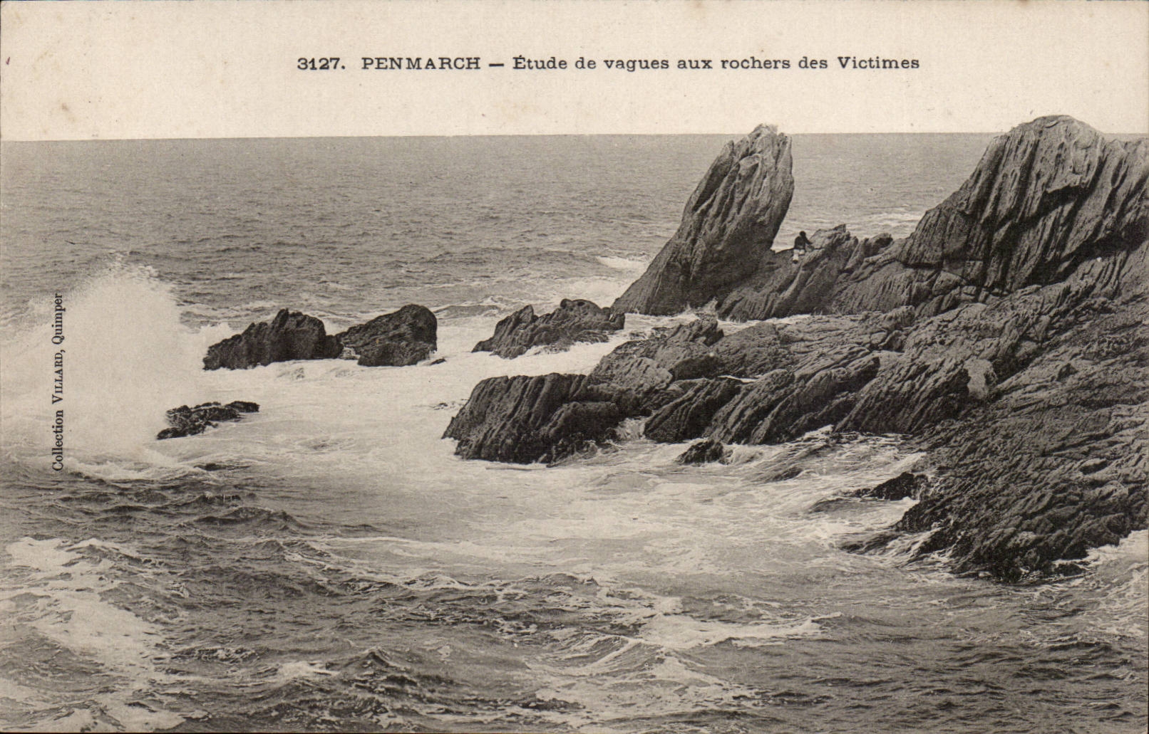 Penmarch CPA Details der Wellen zu den Felsen der Opfer