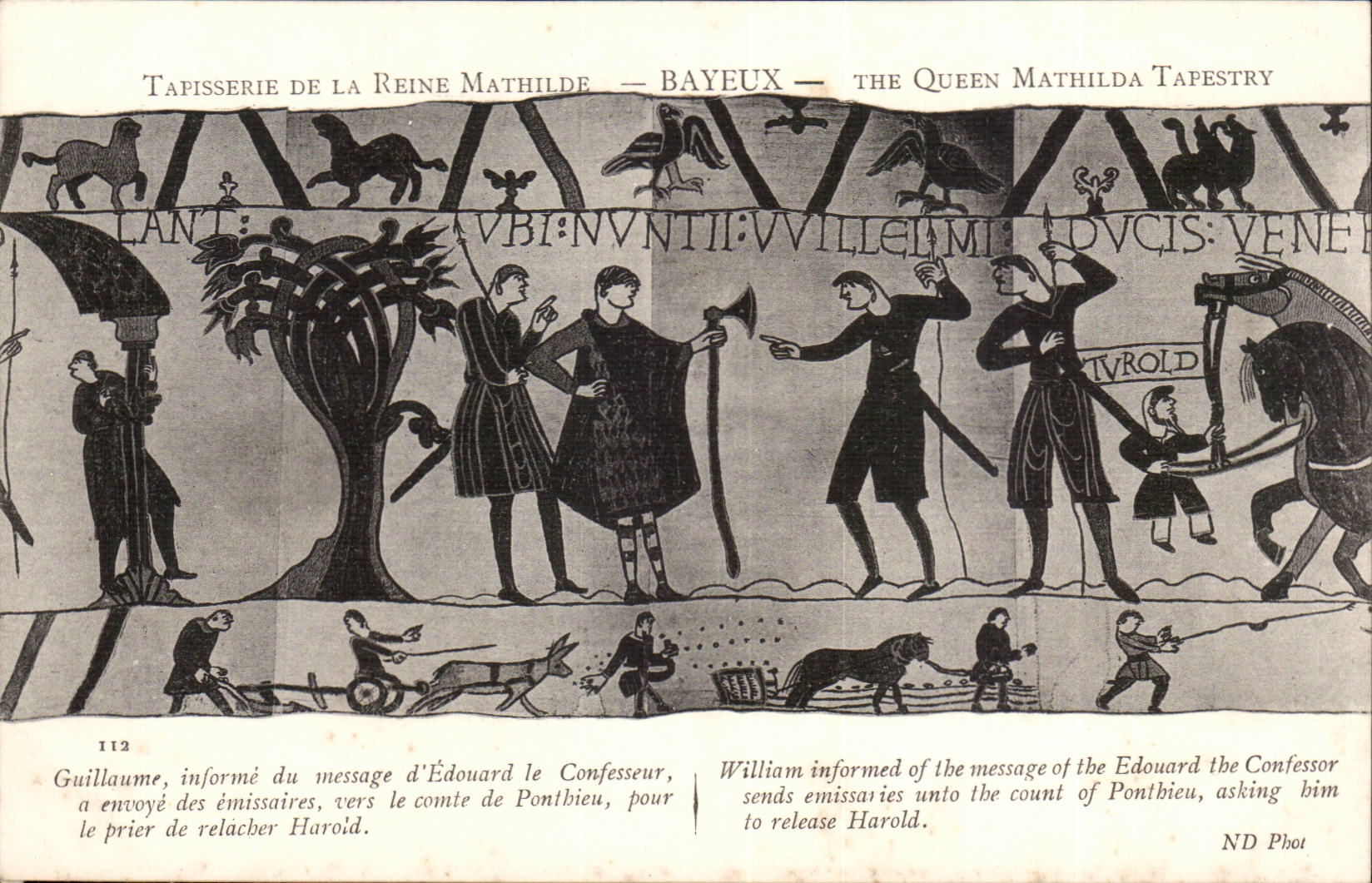 Tapestry of the queen Mathilde Bayeux CPA Guillaume informs of the message of Edouard the confessor