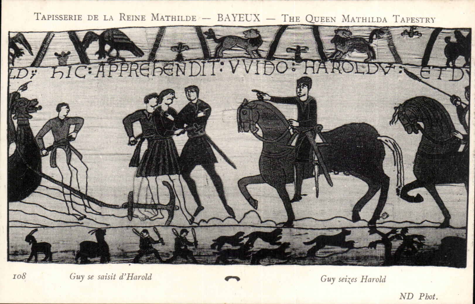 Tapestry of the queen Mathilde Bayeux CPA Guy is seized of Harold