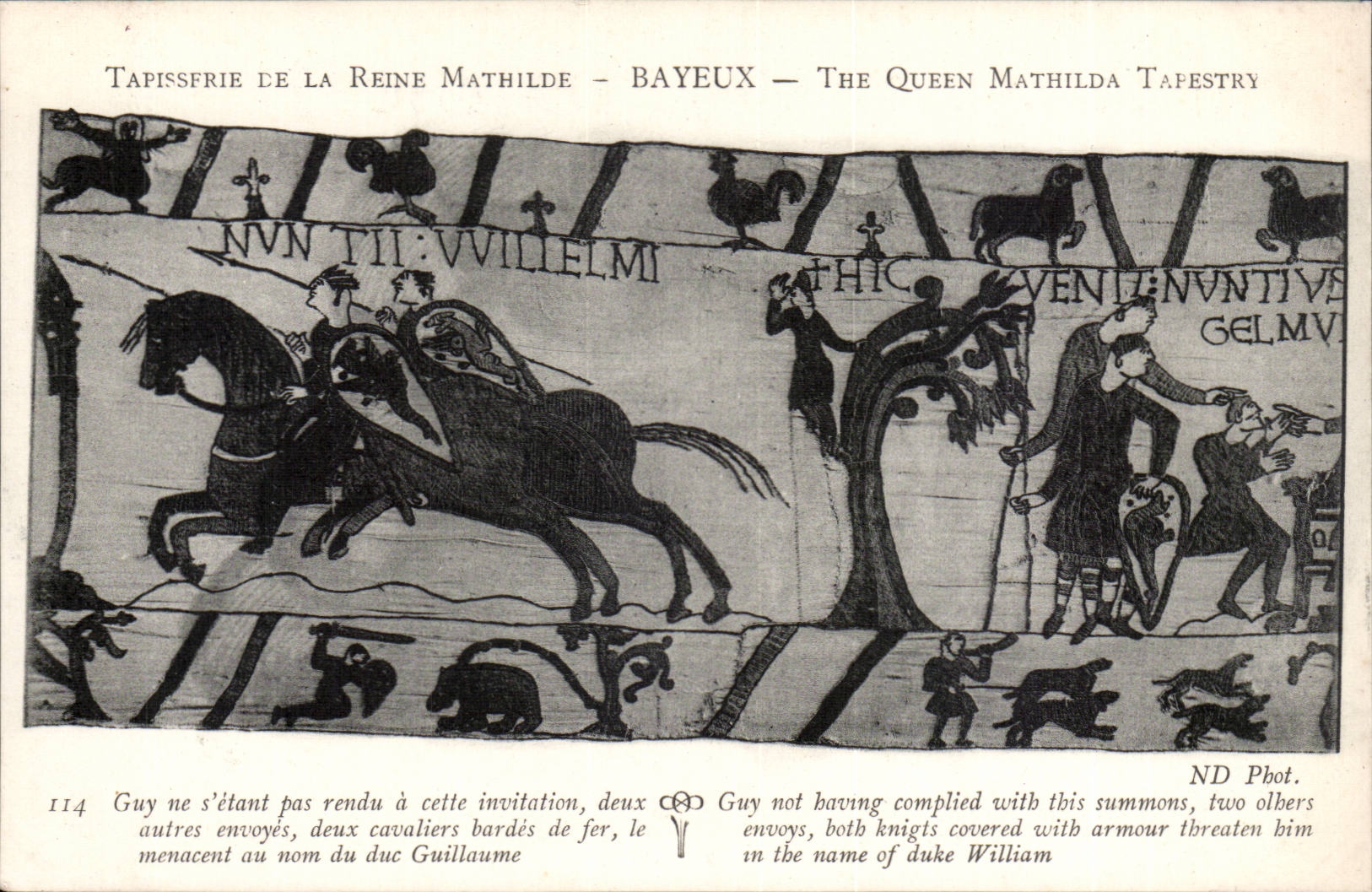 Tapestry of the queen Mathilde Bayeux CPA Guy not being returned has this invition