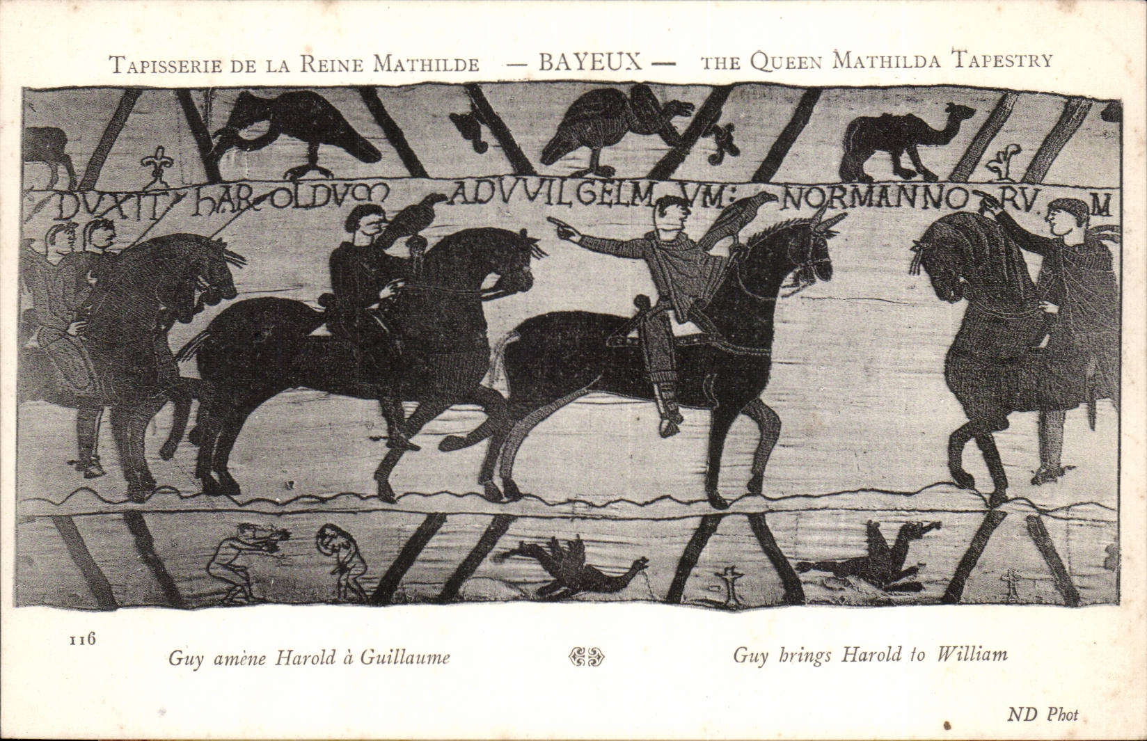 Tapestry of the queen Mathilde Bayeux CPA Guy brings Harold has Guillaume