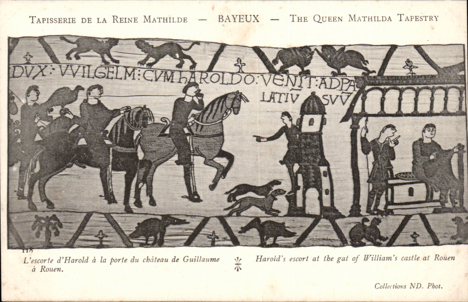Tapestry of the queen Mathilde Bayeux CPA the escort of Harold to the door of the castle of Guillaume has Rouen