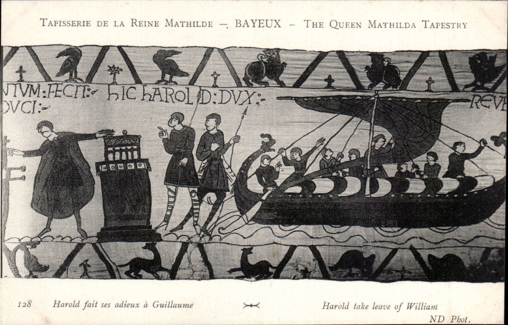 Tapestry of the queen Mathilde Bayeux CPA Hrold bids its farewell has Guillaume