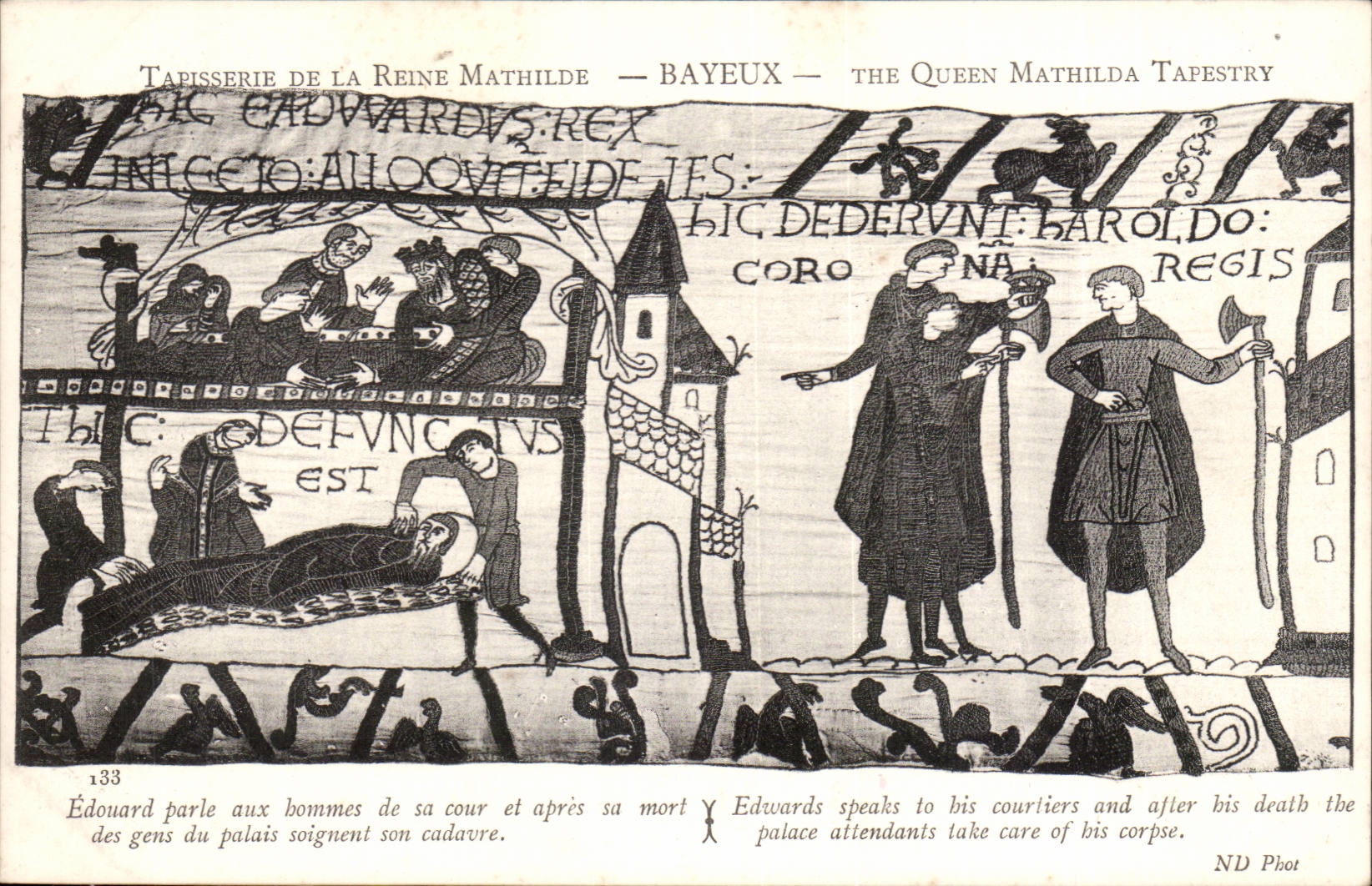 Tapestry of the queen Mathilde Bayeux CPA Edouard speaks to the men about his court
