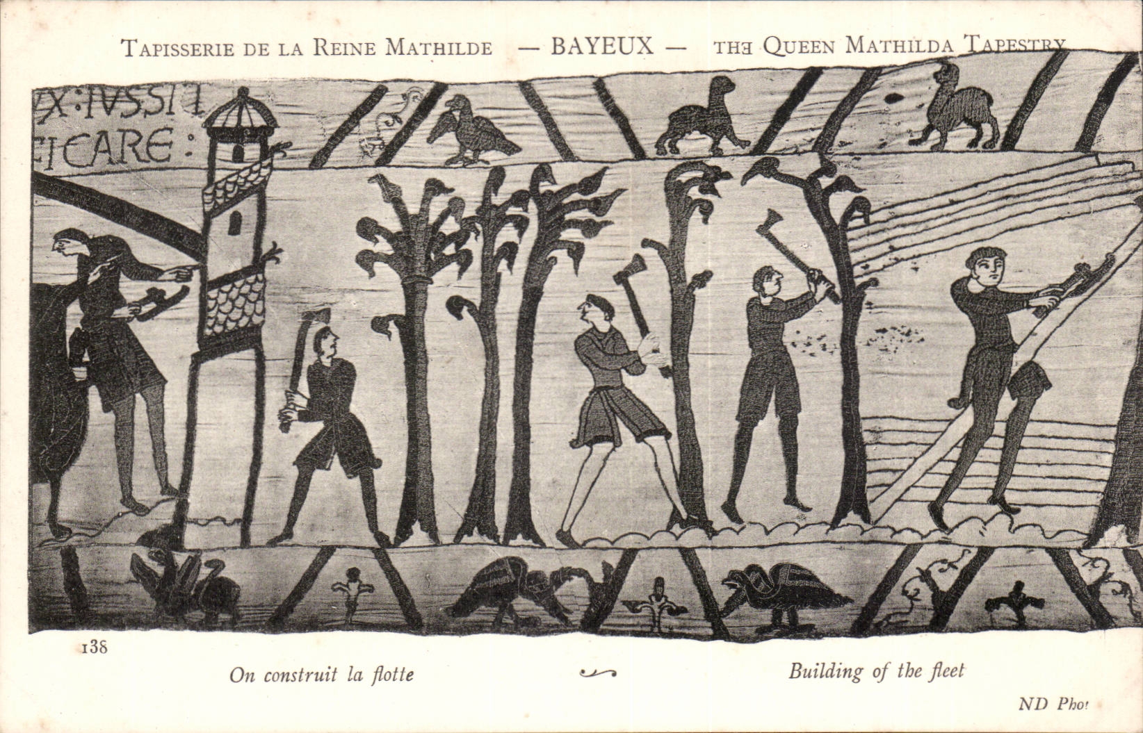 Tapestry of the queen Mathilde Bayeux CPA One builds the fleet