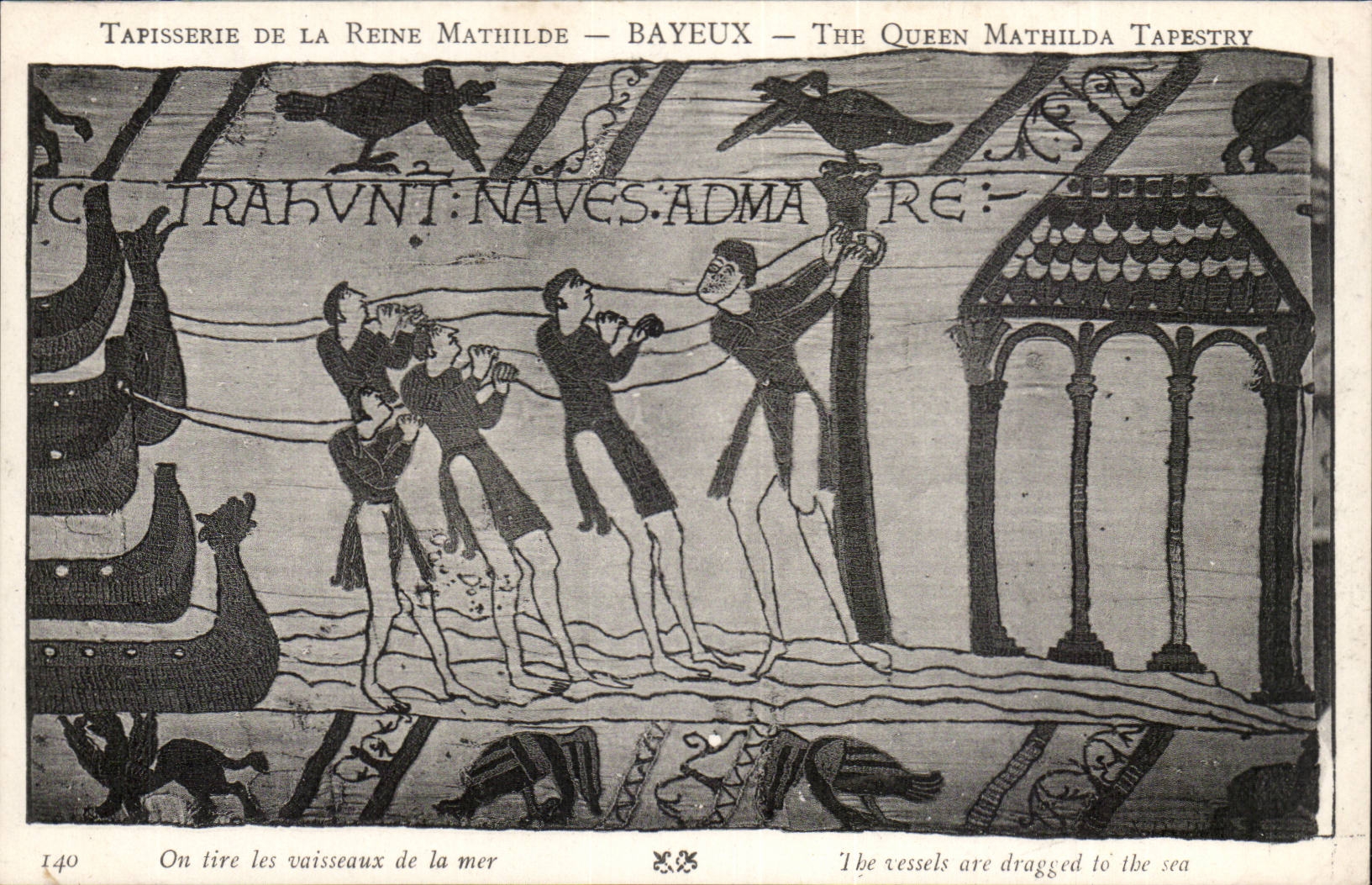 Tapestry of the queen Mathilde Bayeux CPA One draws the vessels from the sea