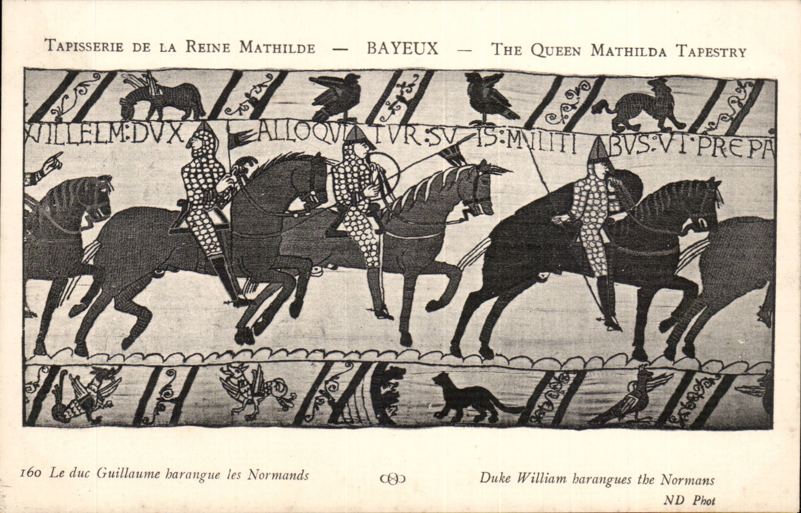 CPA Tapestry of the queen Mathilde Bayeux the duke Guillaume harangue the Norman ones
