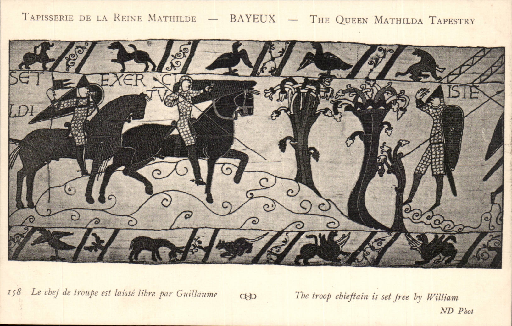 CPA Tapisserie der Konigin Mathilde Bayeux das der Leiter der Truppeostenblatter durch Guillaume freigeben