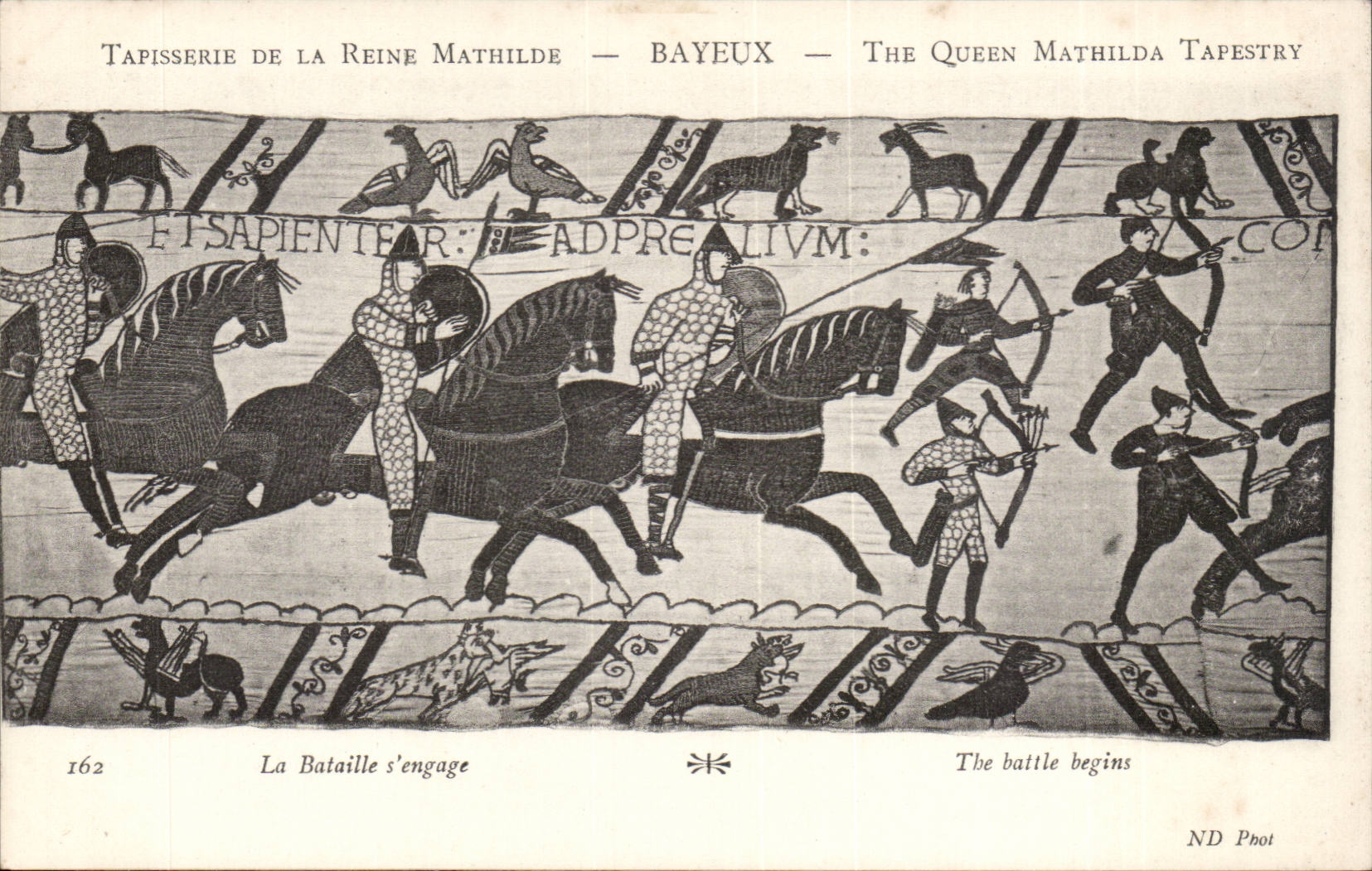 CPA Tapisserie der Konigin Mathilde Bayeux das der Kampf sich engagiert