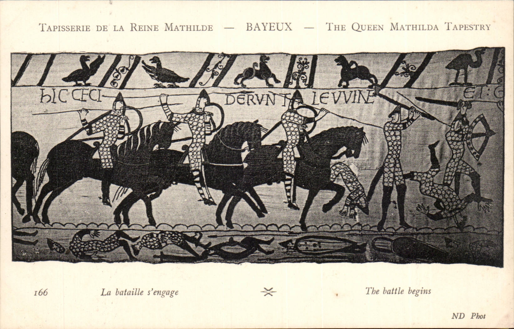 CPA Tapisserie der Konigin Mathilde Bayeux das der Kampf sich engagiert