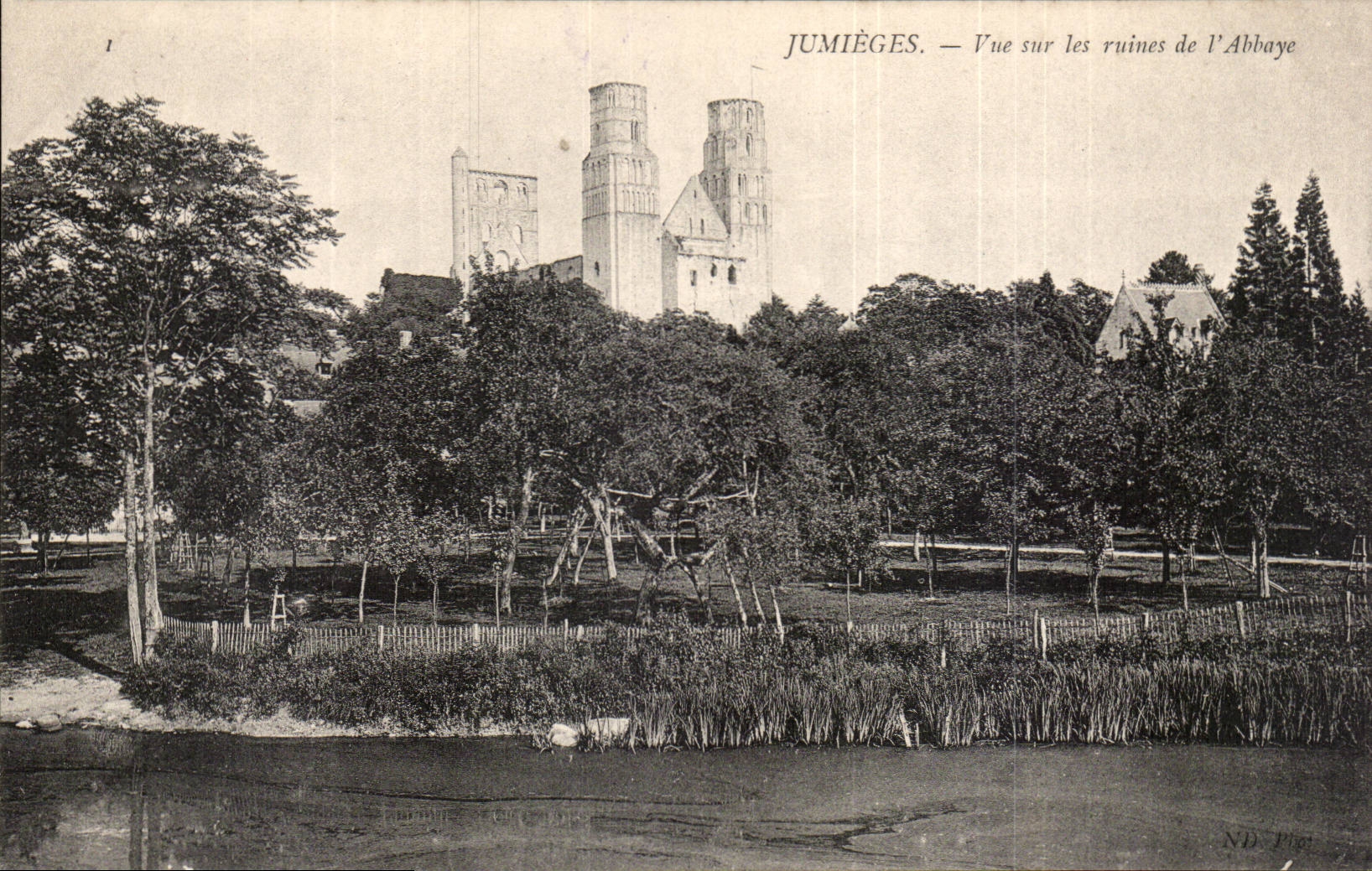 Jumieges CPA Seen on the ruins of the abbey