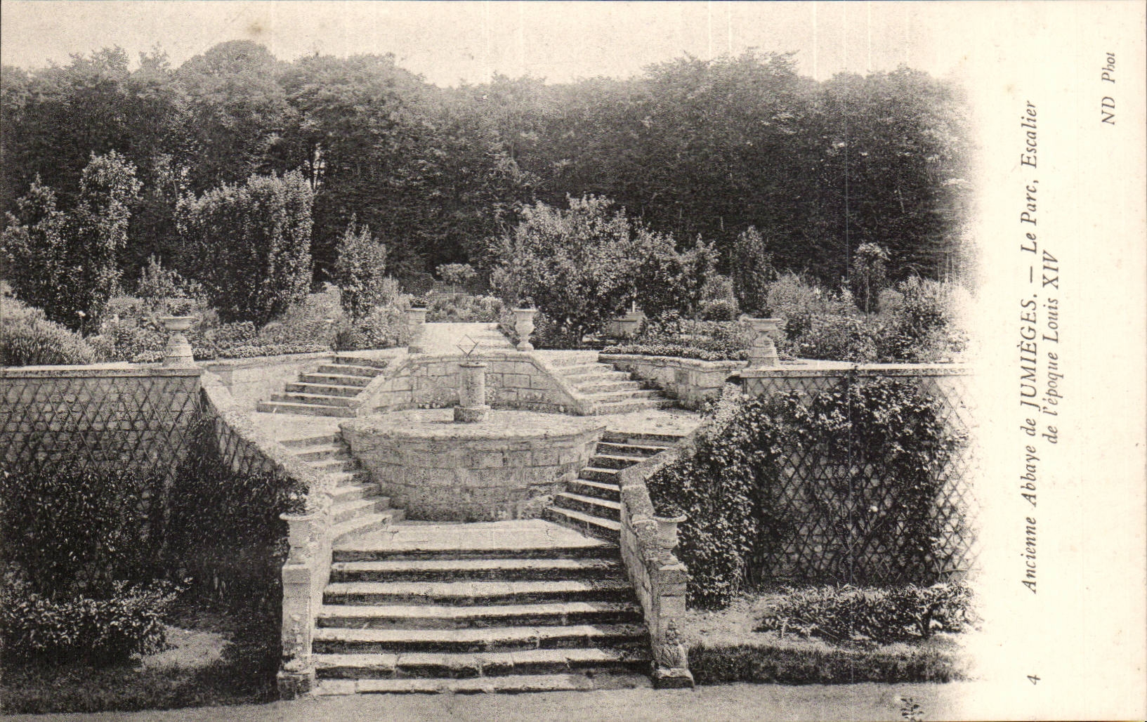 Old Jumieges CPA abbey of Jumieges the park staircase of the time Louis XIV