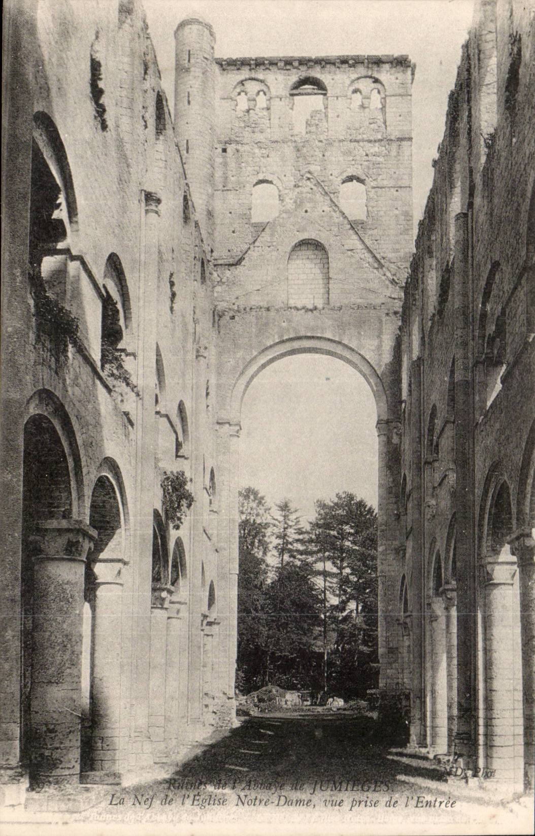 Old Jumieges CPA abbey of Jumieges the nave of the church Our Lady seen from of Entering