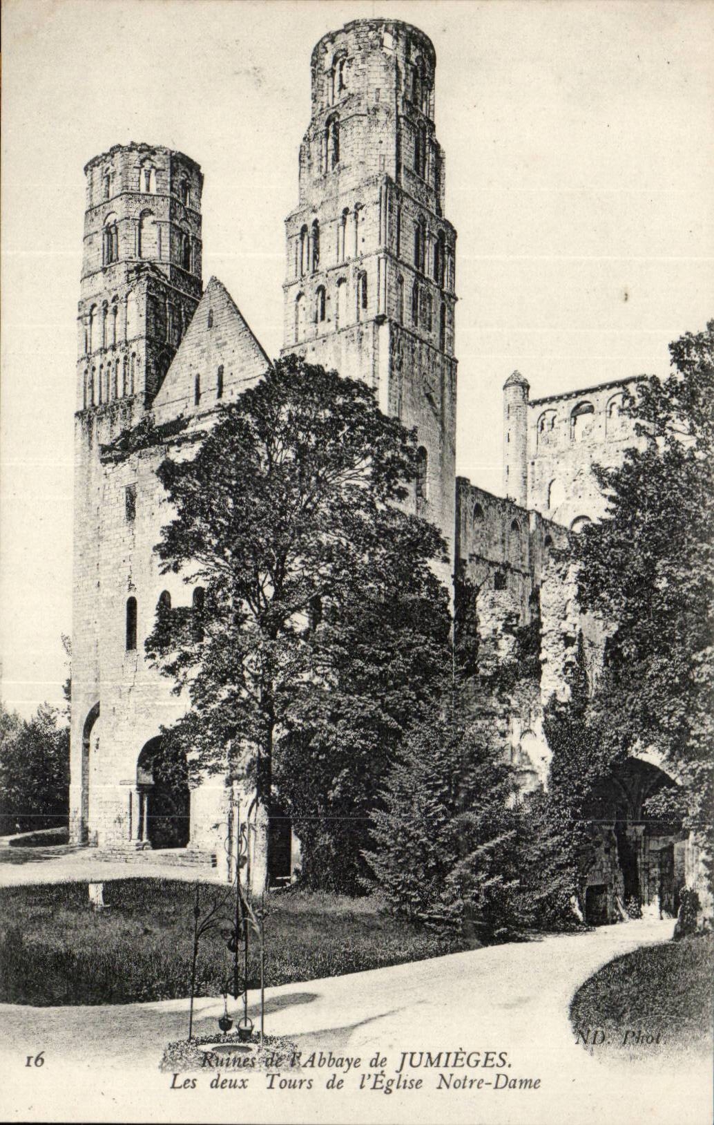 Old Jumieges CPA abbey of Jumieges two Tours of the Notre Dame church