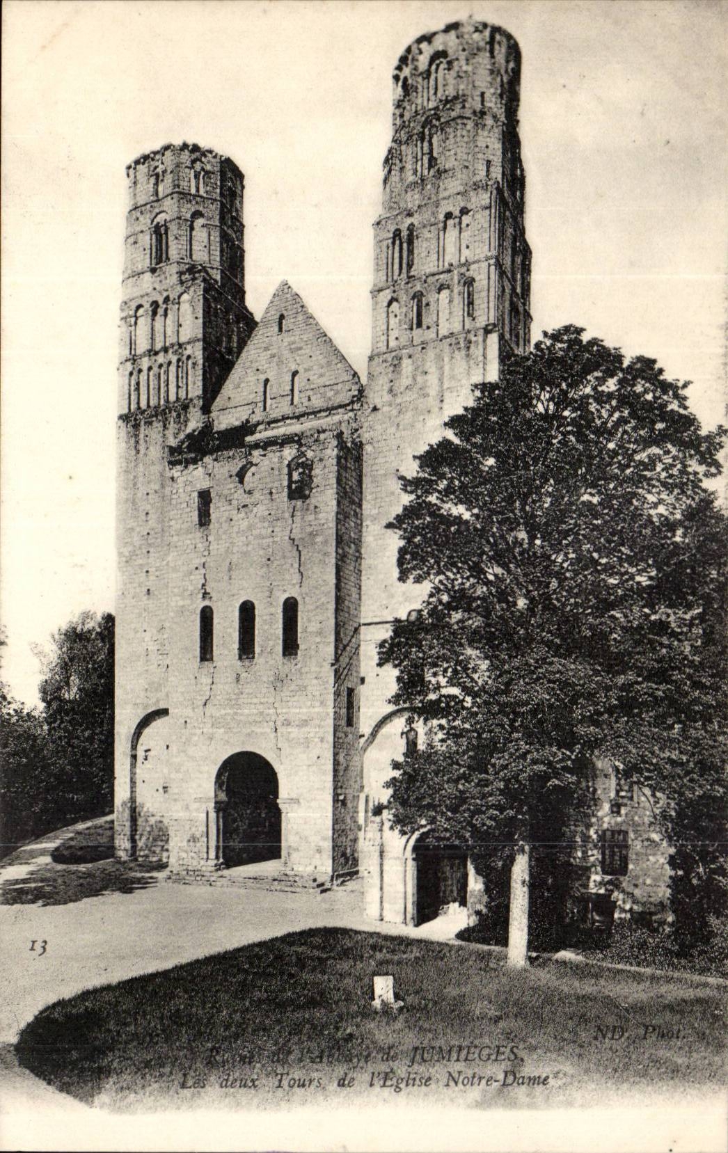 Old Jumieges CPA abbey of Jumieges two Tours of the Notre Dame church
