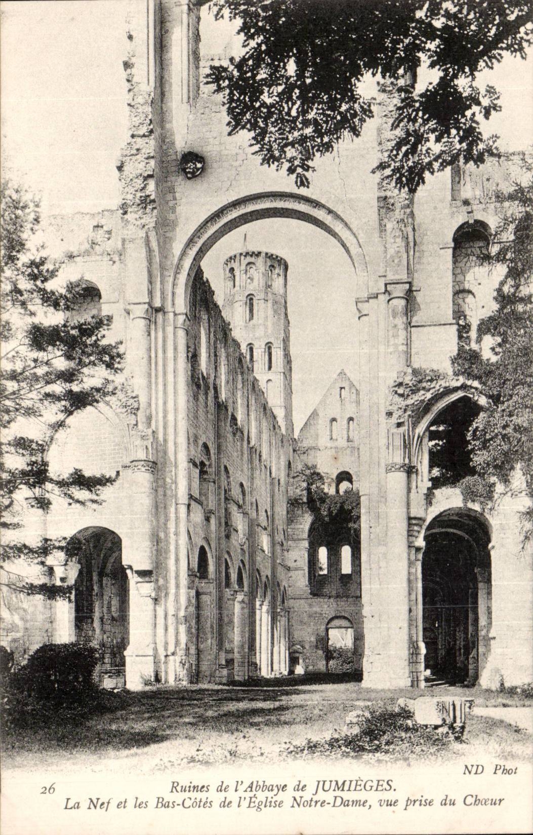 Old Jumieges CPA abbey of Jumieges the nave and low dimensions of the church Our Lady seen from of the chorus