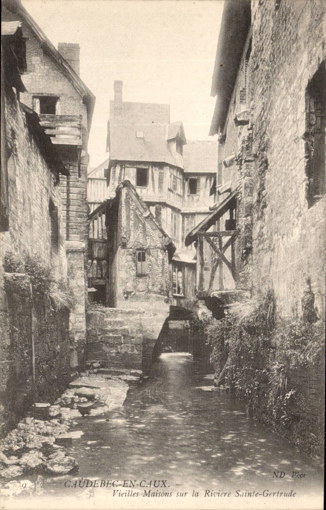 Caudebec in Caux CPA Old houses on the river Sainte Gertrude
